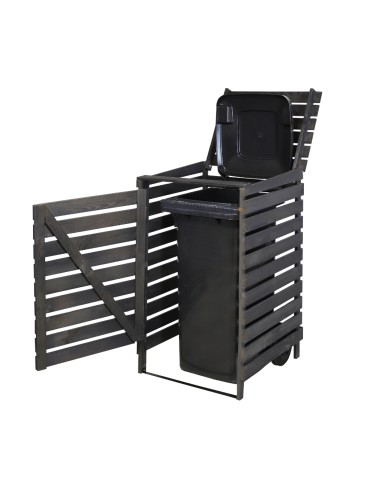 Drewniana osłona śmietnikowa na kosz o pojemności 120 l · kolor antracytowy