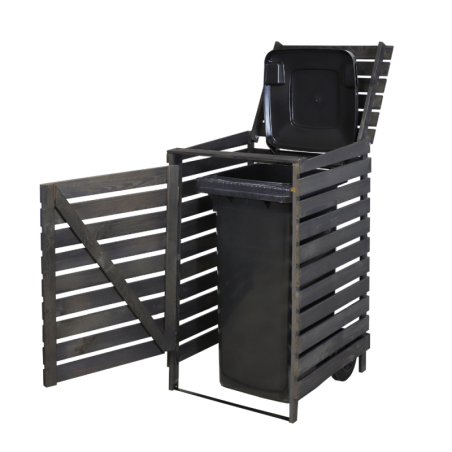 Drewniana osłona śmietnikowa na kosz o pojemności 120 l · kolor antracytowy