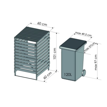 Drewniana osłona śmietnikowa na kosz o pojemności 120 l · kolor antracytowy