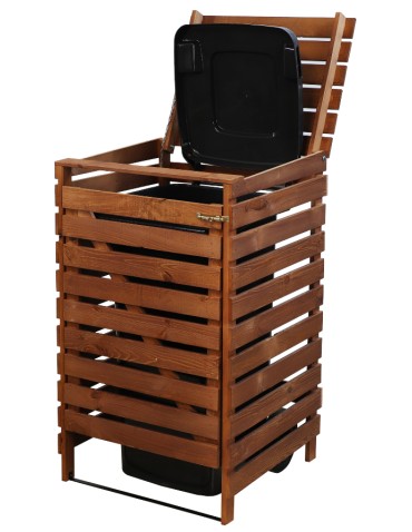 Drewniana osłona śmietnikowa na kosz o pojemności 120 l · kolor brązowy - product 2