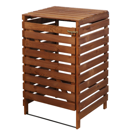 Drewniana osłona śmietnikowa na kosz o pojemności 120 l · kolor brązowy