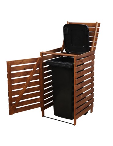 Drewniana osłona śmietnikowa na kosz o pojemności 120 l · kolor brązowy