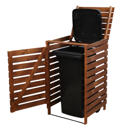 Drewniana osłona śmietnikowa na kosz o pojemności 120 l · kolor brązowy