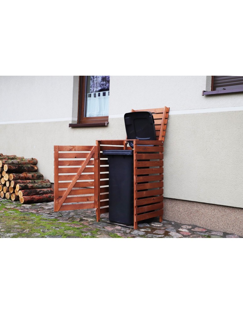 Kompostowniki - Drewniana osłona śmietnikowa na kosz o pojemności 120 l · kolor brązowy - product MODO24.PL 8