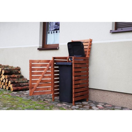 Drewniana osłona śmietnikowa na kosz o pojemności 120 l · kolor brązowy