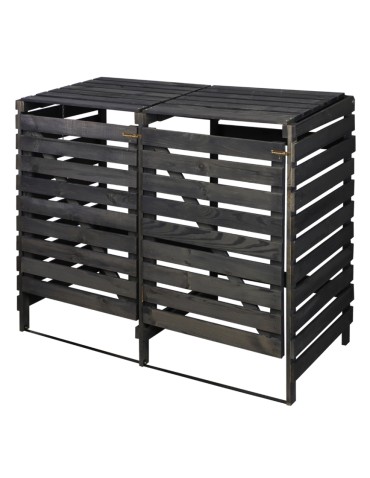 Kompostowniki - Drewniana wiata w kolorze antracytowym na dwa śmietniki o pojemności 120 l - product 3