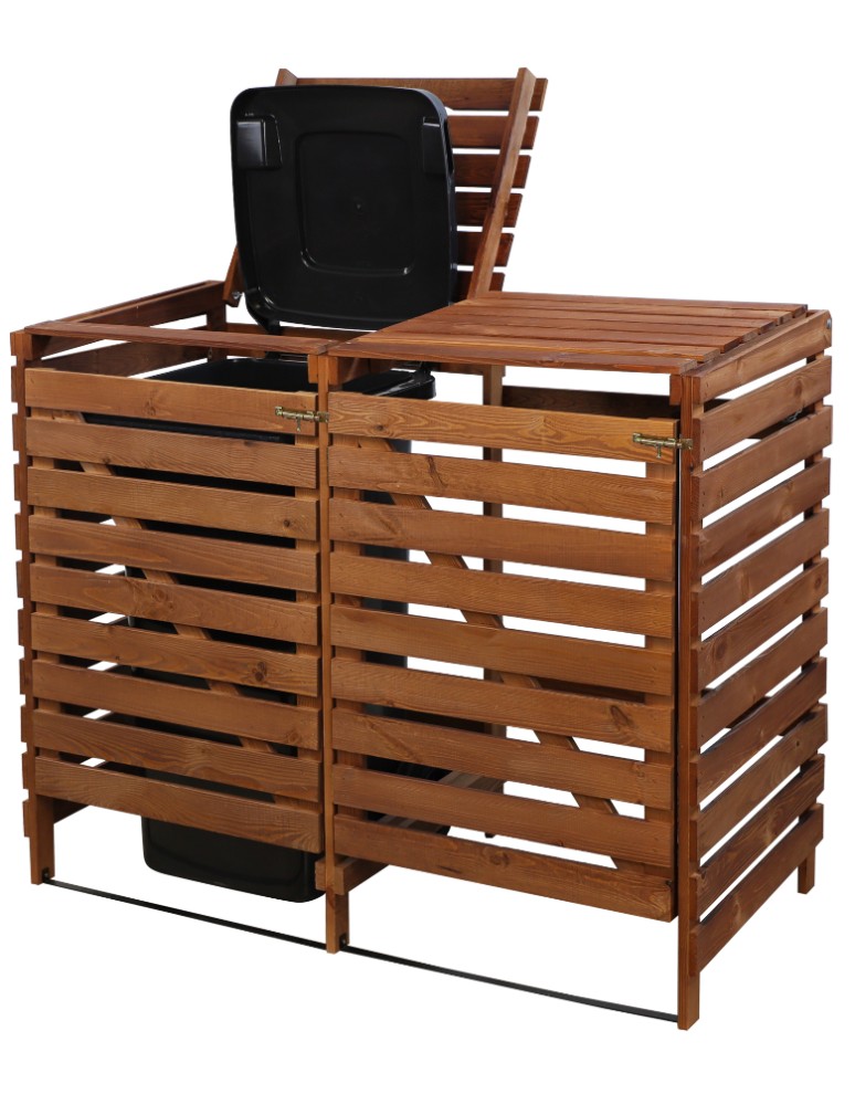 Kompostowniki - Podwójna brązowa obudowa na kosze na śmieci 120L - product MODO24.PL 2