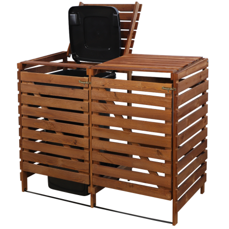 Podwójna brązowa obudowa na kosze na śmieci 120L