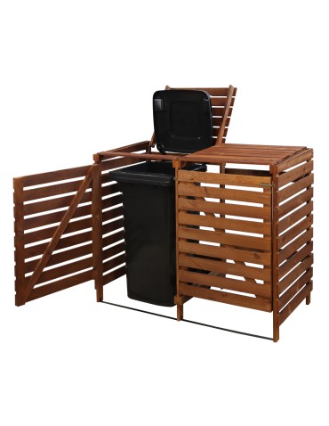 Podwójna brązowa obudowa na kosze na śmieci 120L