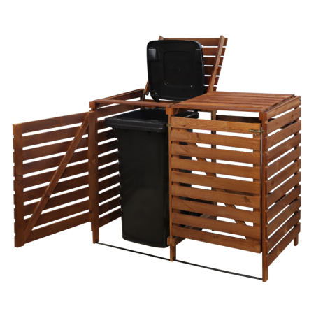 Podwójna brązowa obudowa na kosze na śmieci 120L