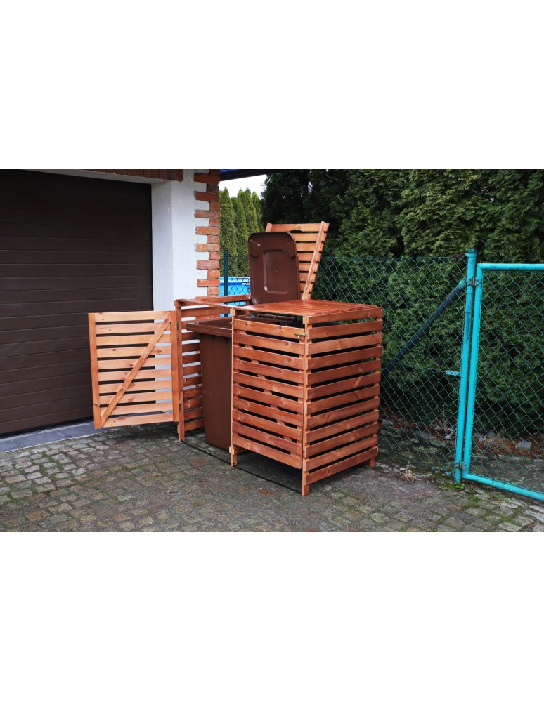 Kompostowniki - Podwójna brązowa obudowa na kosze na śmieci 120L - product MODO24.PL 8