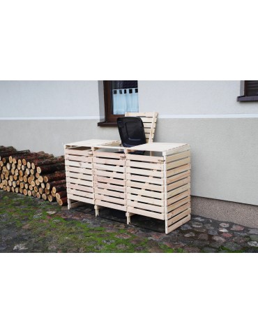 Kompostowniki - Drewniana wiata śmietnikowa na trzy kosze 120 l - product 7