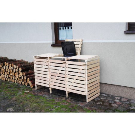 Drewniana wiata śmietnikowa na trzy kosze 120 l