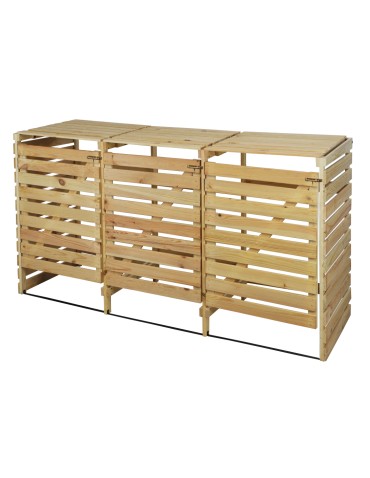 Kompostowniki - Drewniana wiata śmietnikowa na trzy kosze 120 l - product 3