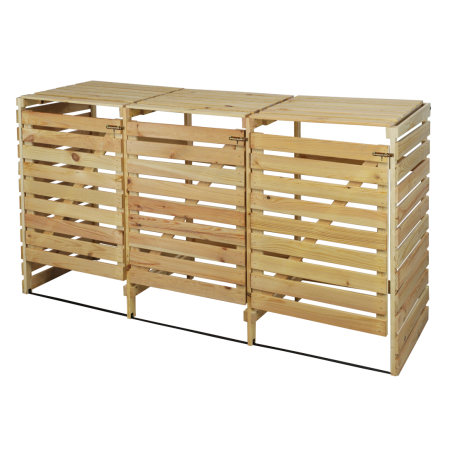 Drewniana wiata śmietnikowa na trzy kosze 120 l