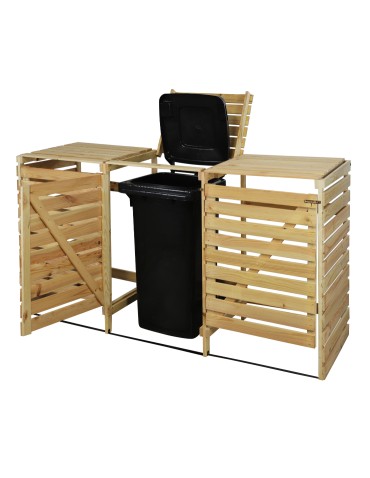 Drewniana wiata śmietnikowa na trzy kosze 120 l
