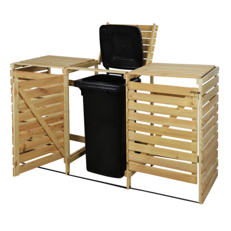 Drewniana wiata śmietnikowa na trzy kosze 120 l