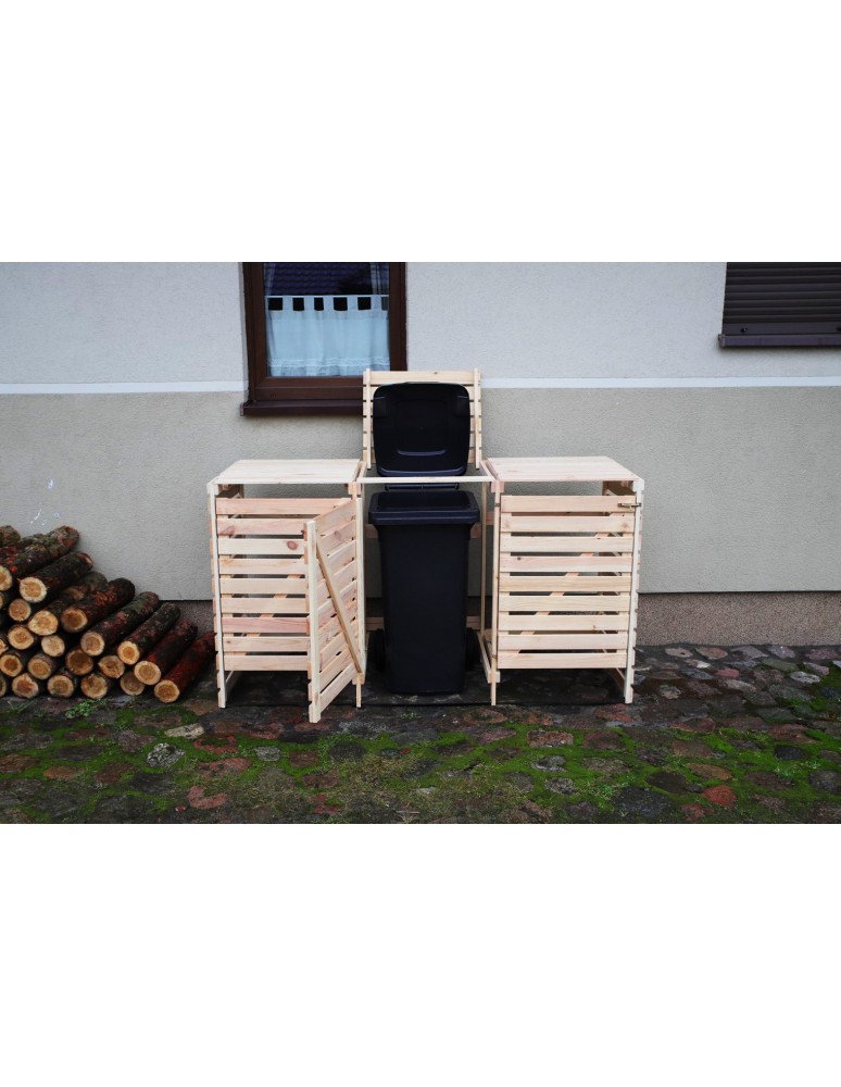 Kompostowniki - Drewniana wiata śmietnikowa na trzy kosze 120 l - product MODO24.PL 8
