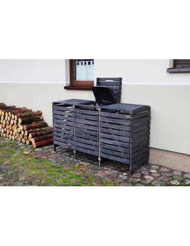 Kompostowniki - Drewniana zabudowa śmietnika na trzy kosze 120 l · kolor antracytowy - product 7