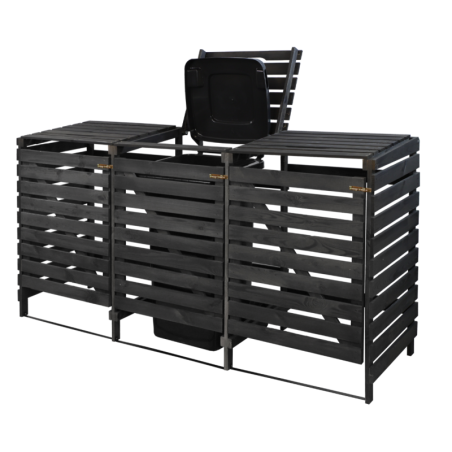 Drewniana zabudowa śmietnika na trzy kosze 120 l · kolor antracytowy