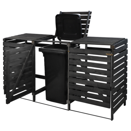 Drewniana zabudowa śmietnika na trzy kosze 120 l · kolor antracytowy