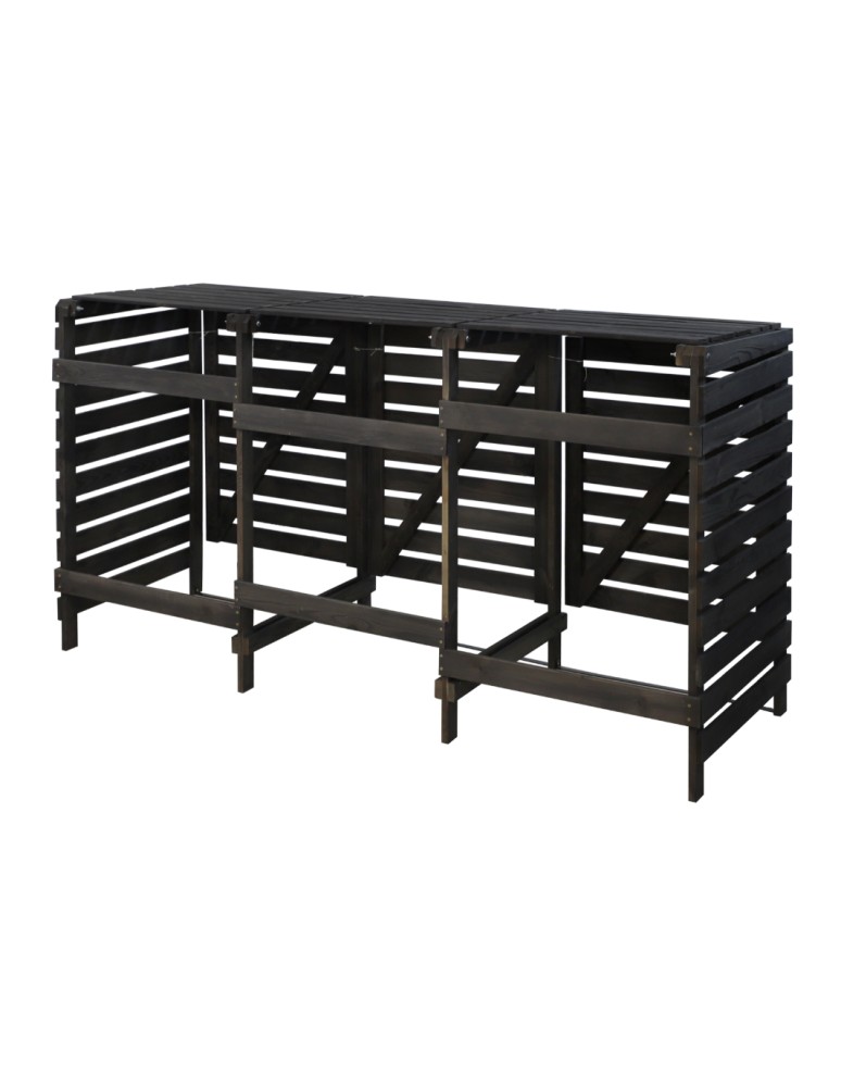 Kompostowniki - Drewniana zabudowa śmietnika na trzy kosze 120 l · kolor antracytowy - product MODO24.PL 4