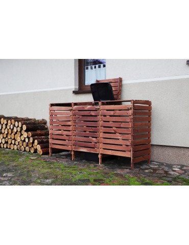 Kompostowniki - Potrójna wiata śmietnikowa · Drewniana zabudowa na kosze 120 l · kolor brązowy - product 6