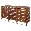 Potrójna wiata śmietnikowa · Drewniana zabudowa na kosze 120 l · kolor brązowy