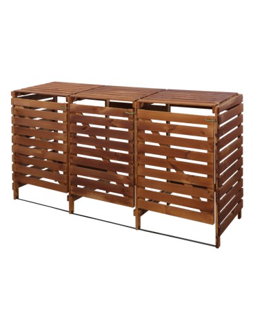 Kompostowniki - Potrójna wiata śmietnikowa · Drewniana zabudowa na kosze 120 l · kolor brązowy - product 3