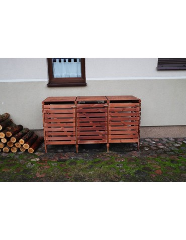 Kompostowniki - Potrójna wiata śmietnikowa · Drewniana zabudowa na kosze 120 l · kolor brązowy - product 7