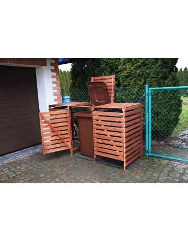 Kompostowniki - Potrójna wiata śmietnikowa · Drewniana zabudowa na kosze 120 l · kolor brązowy - product 8