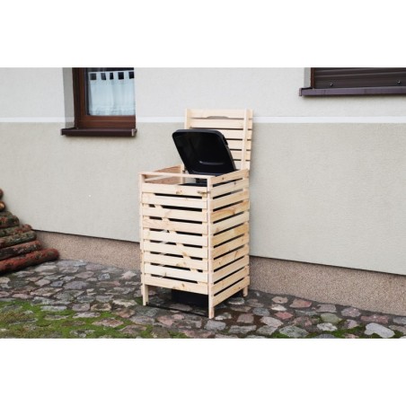Drewniana osłona kosza na śmieci o pojemności 240 l