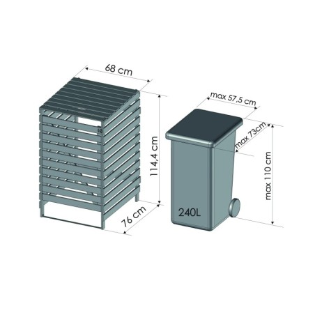 Drewniana osłona kosza na śmieci o pojemności 240 l