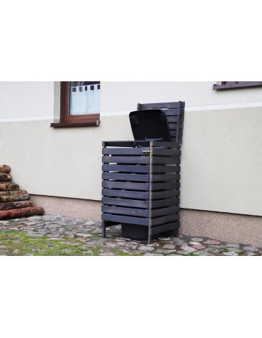 Kompostowniki - Drewniana maskownica do kosza na śmieci o pojemności 240 l -antracytowa - product 8