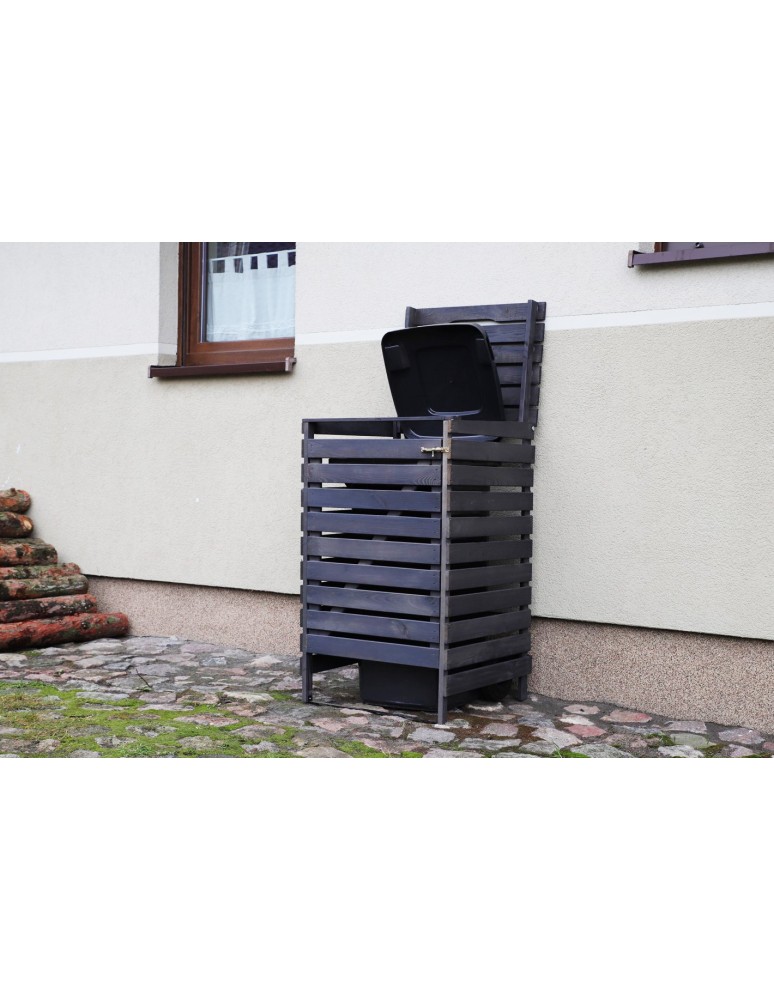 Kompostowniki - Drewniana maskownica do kosza na śmieci o pojemności 240 l -antracytowa - product MODO24.PL 8