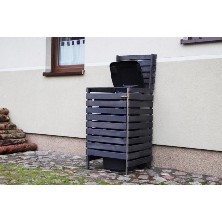 Drewniana maskownica do kosza na śmieci o pojemności 240 l -antracytowa