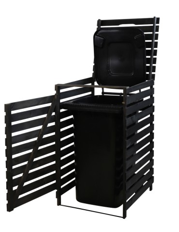 Drewniana maskownica do kosza na śmieci o pojemności 240 l -antracytowa