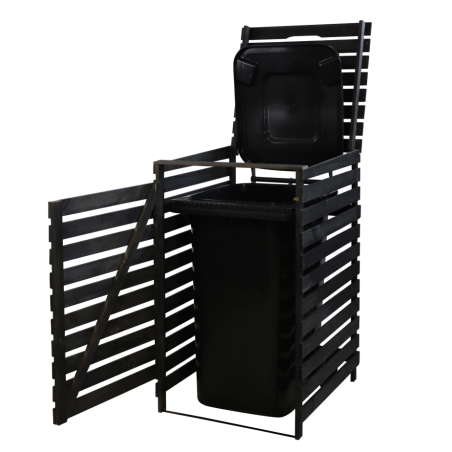 Drewniana maskownica do kosza na śmieci o pojemności 240 l -antracytowa