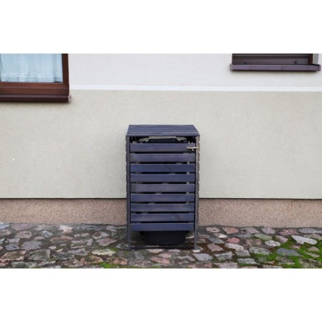 Drewniana maskownica do kosza na śmieci o pojemności 240 l -antracytowa