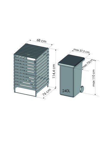 Kompostowniki - Brązowa wiata śmietnikowa 240L do ogrodu - product 5