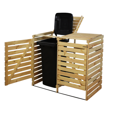 Podwójna wiata śmietnikowa na kosze o pojemności 120l