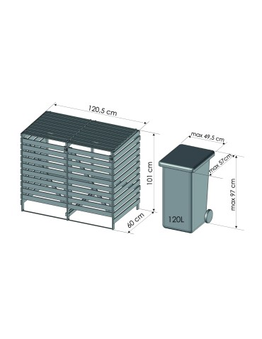 Kompostowniki - Śmietnikowa wiata na dwa kosze o pojemności 240 l - product 5