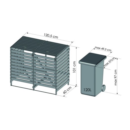 Śmietnikowa wiata na dwa kosze o pojemności 240 l