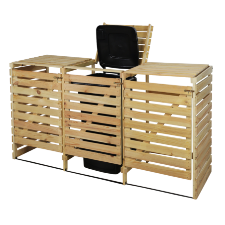 Trzykomorowa wiata na śmietniki o pojemności 240 l