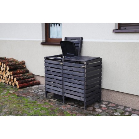 Śmietnikowa wiata na dwa kosze o pojemności 240 l - antracytowa