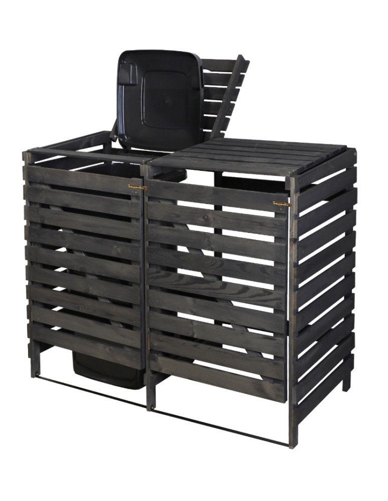 Kompostowniki - Śmietnikowa wiata na dwa kosze o pojemności 240 l - antracytowa - product MODO24.PL 2