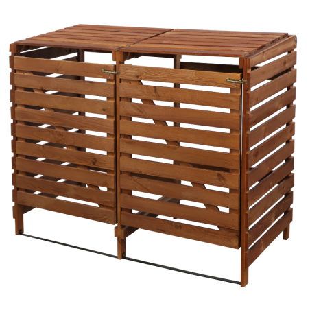 Podwójna brązowa obudowa na kosze na śmieci 240L