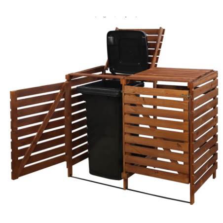 Podwójna brązowa obudowa na kosze na śmieci 240L
