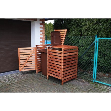Podwójna brązowa obudowa na kosze na śmieci 240L