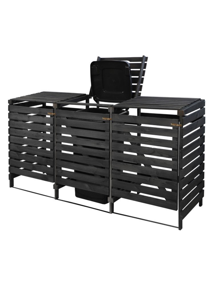 Kompostowniki - Trzykomorowa wiata w kolorze antracytowym na śmietniki o pojemności 240 l - product MODO24.PL 2